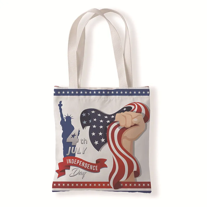 1 Random Patriotic Flag Canvas Bag Tote Shopping