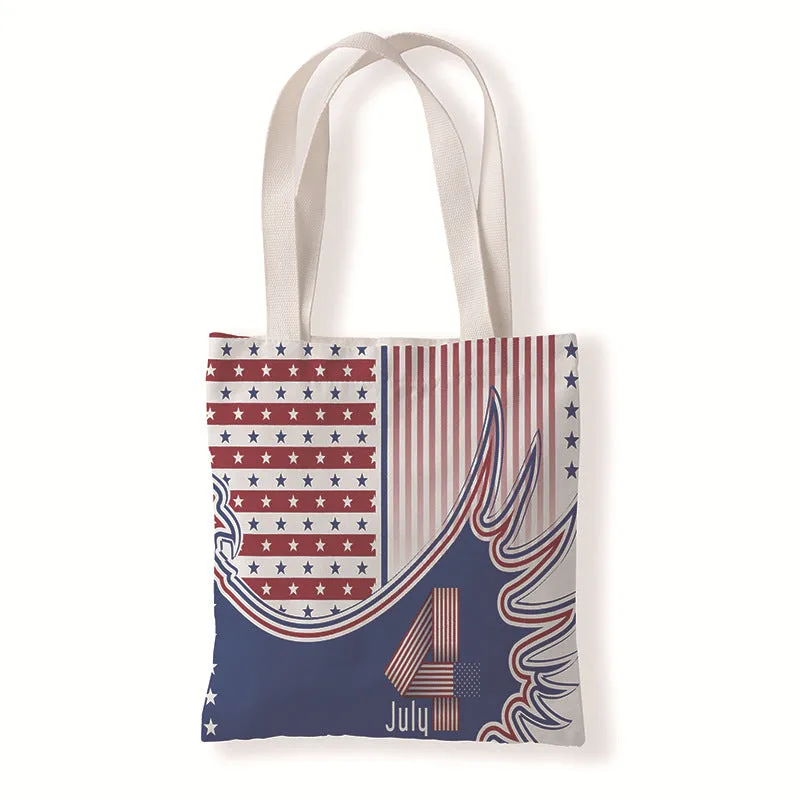 1 Random Patriotic Flag Canvas Bag Tote Shopping