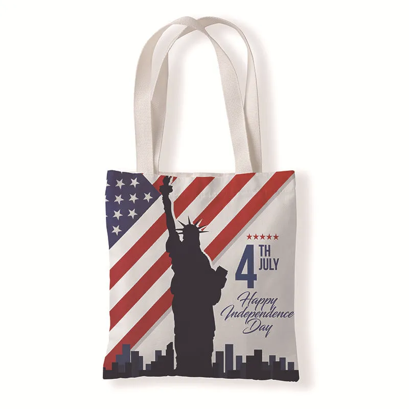 1 Random Patriotic Flag Canvas Bag Tote Shopping