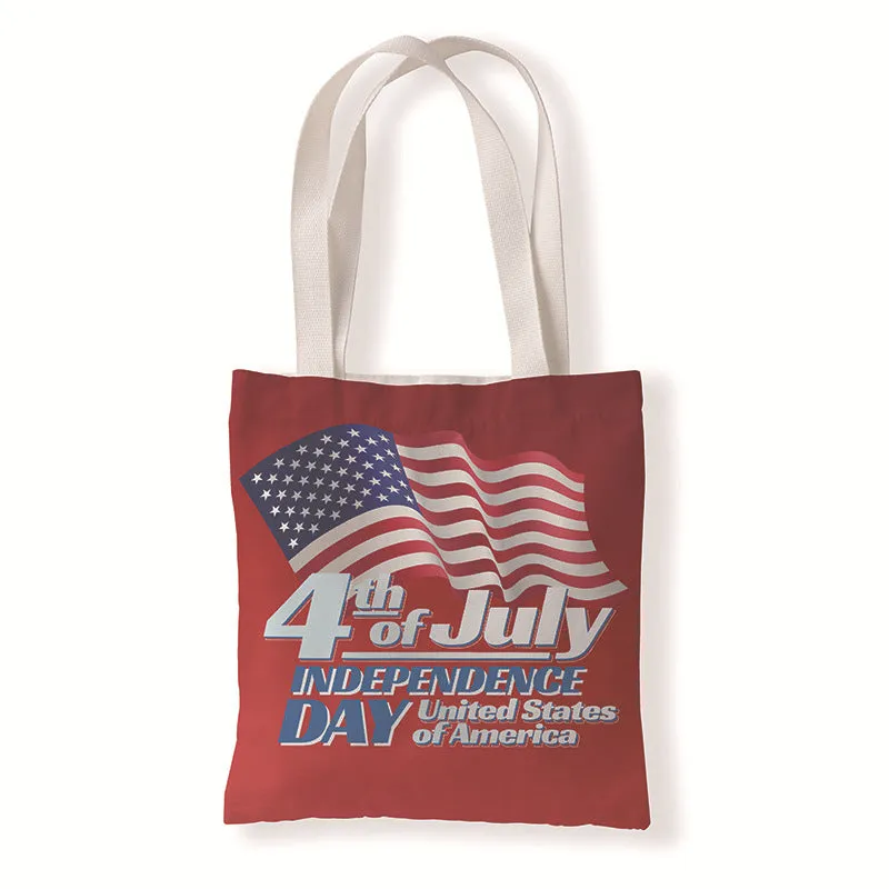 1 Random Patriotic Flag Canvas Bag Tote Shopping