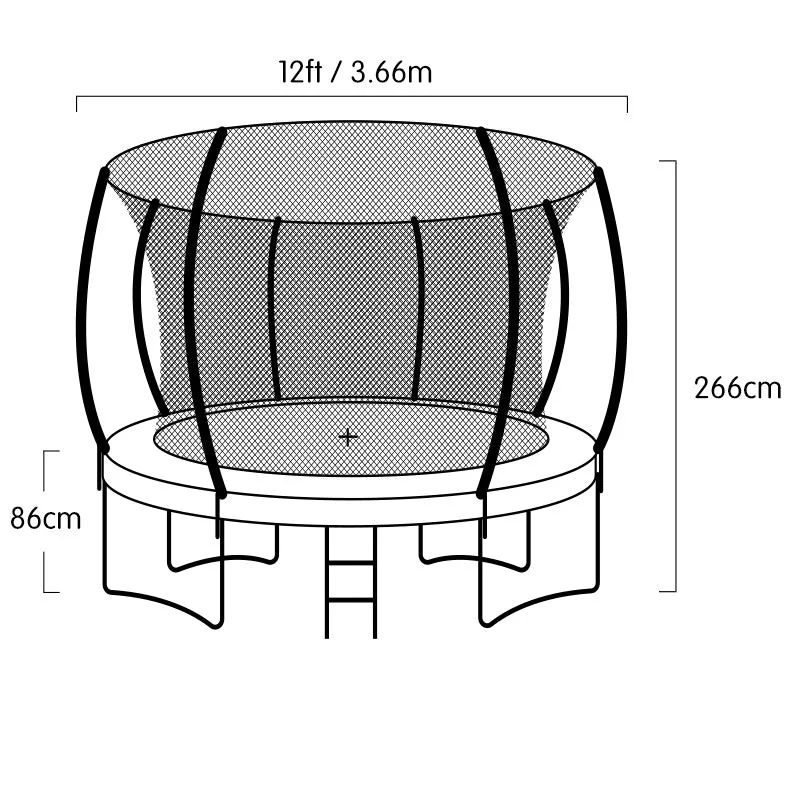 12ft Heavy-Duty Outdoor Trampoline Set with Safety Net & Basketball - Kahuna