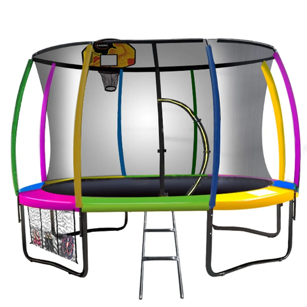 12ft Heavy-Duty Outdoor Trampoline Set with Safety Net & Basketball - Kahuna