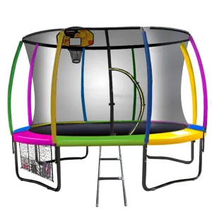 12ft Heavy-Duty Outdoor Trampoline Set with Safety Net & Basketball - Kahuna