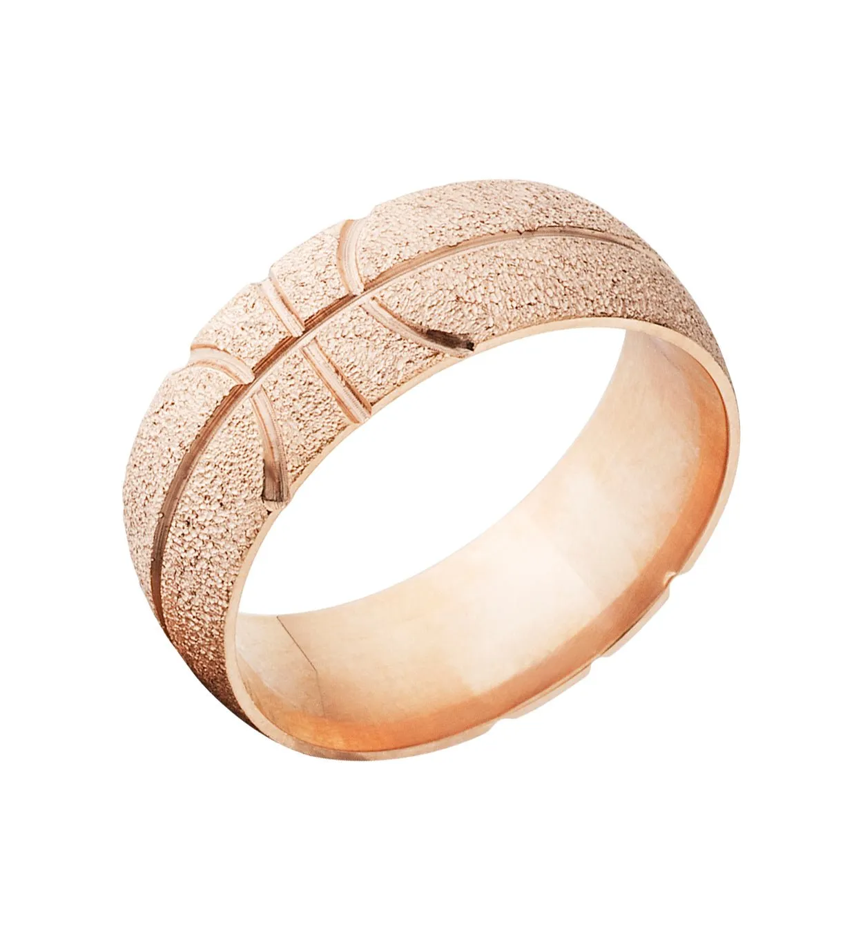 14k Rose Gold Basketball Ring - Men's Wedding Bands