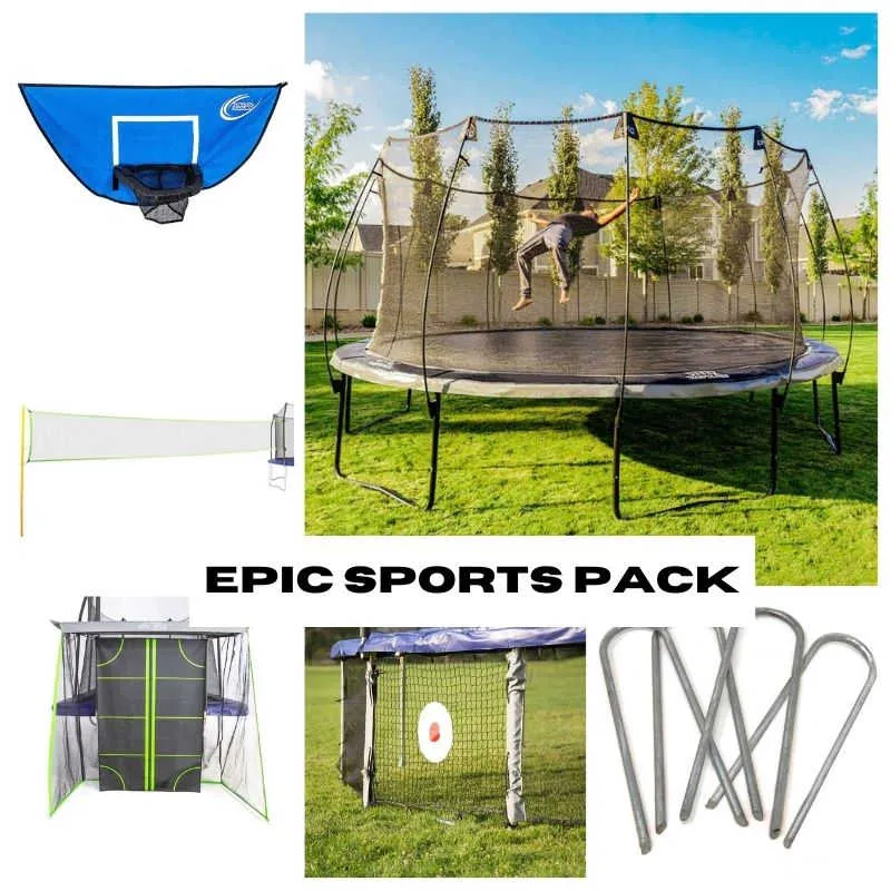 16' Round Epic Skywalker Trampoline & Trampoline Accessories Epic Sports Pack