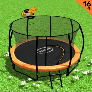 16ft UV-Stabilised Trampoline Set, Safety Net, Ladder - Kahuna