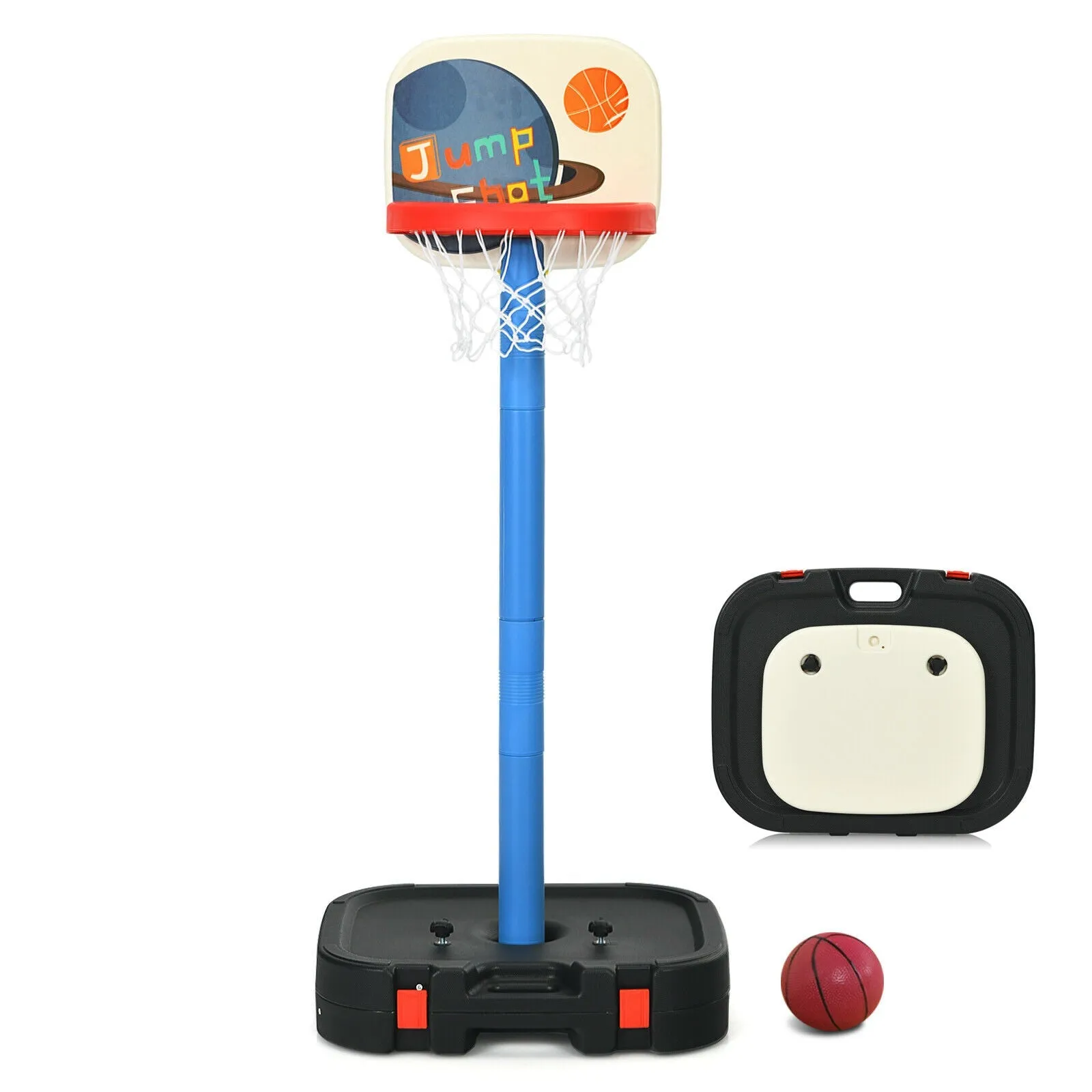 2 in 1 Adjustable Kids Basketball Hoop Set-Black