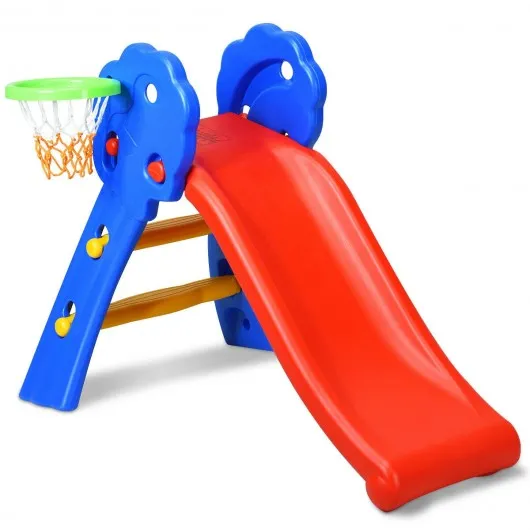 2 Step Children Folding Slide with Basketball Hoop