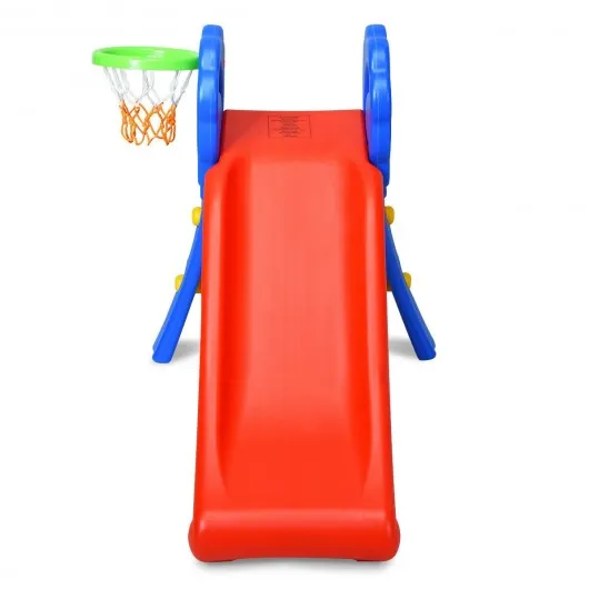 2 Step Children Folding Slide with Basketball Hoop