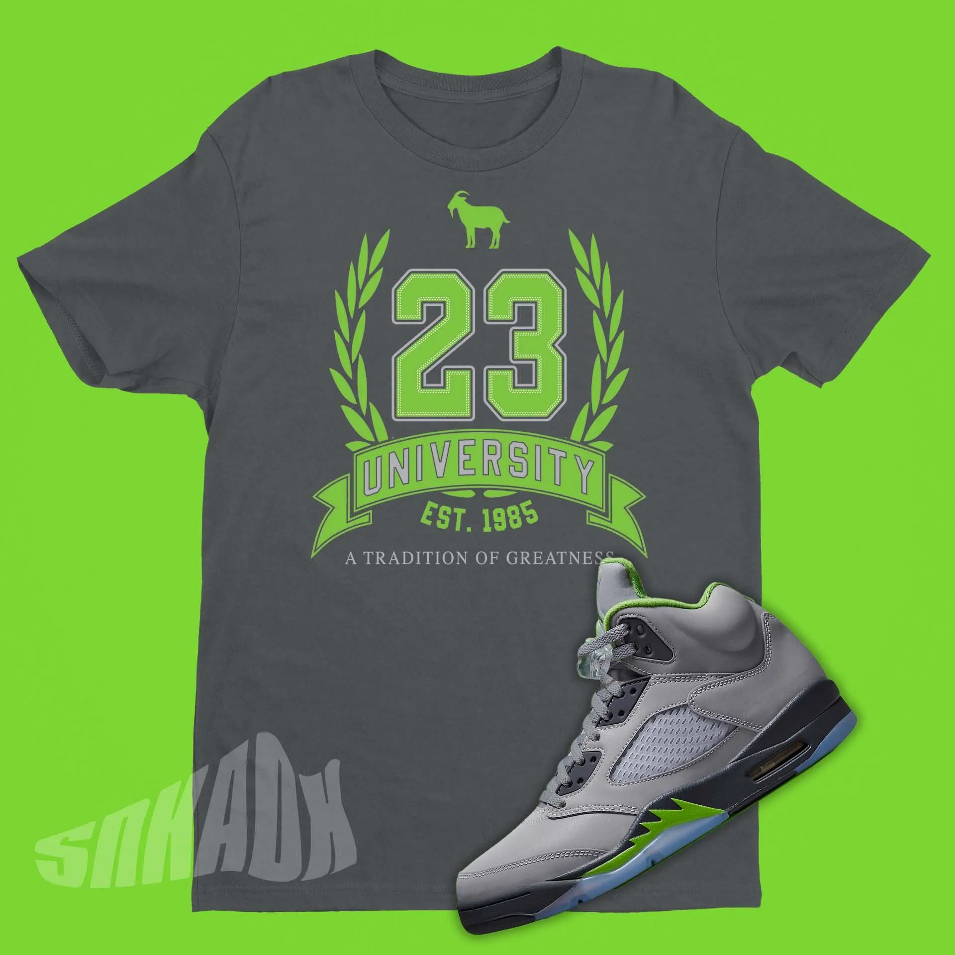 23 University Shirt To Match Air Jordan 5 Green Bean