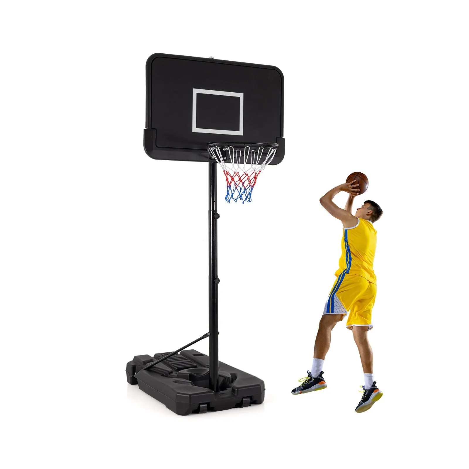 2.6-3.65 m Adjustable Portable Basketball Hoop with Shatterproof Backboard