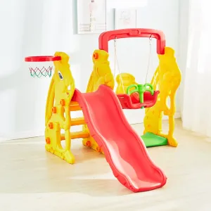 3 in 1 Slide and Swing Playset with Basketball Hoop