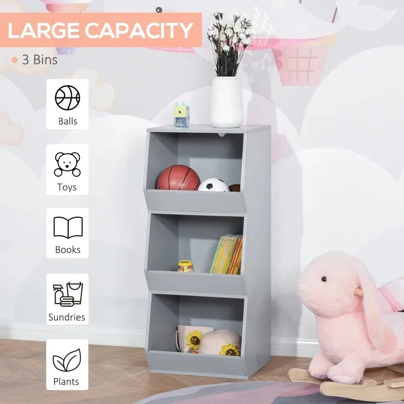 3 Shelf Storage Cabinet - Grey