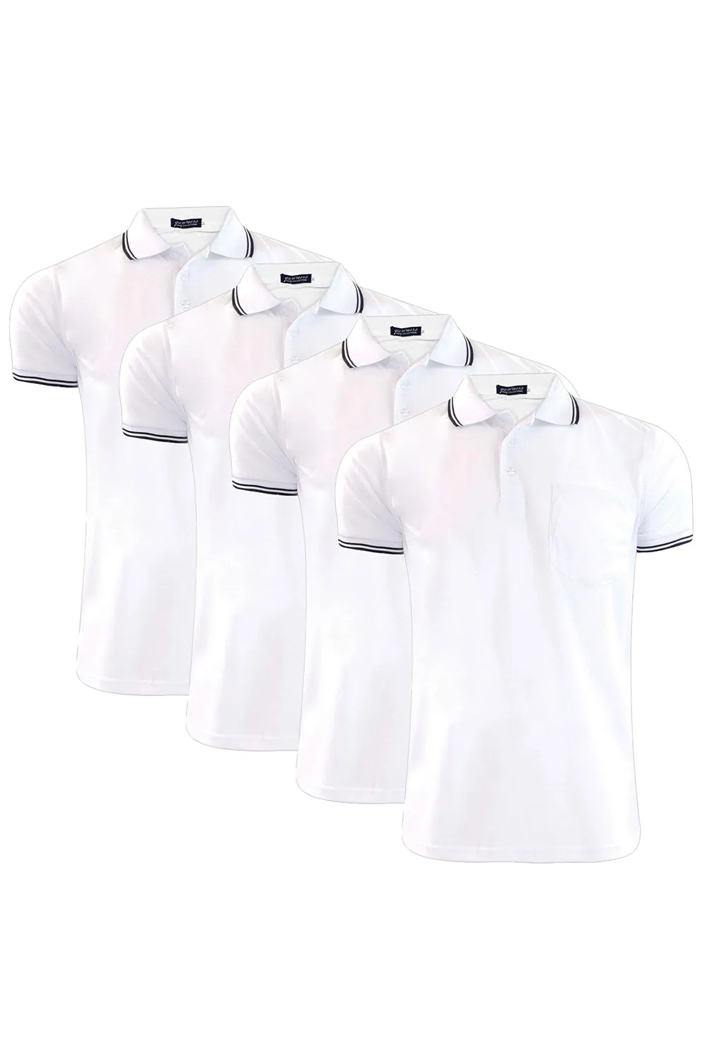 4 Pack Mens Plain Pique Tipping Collar T Shirts