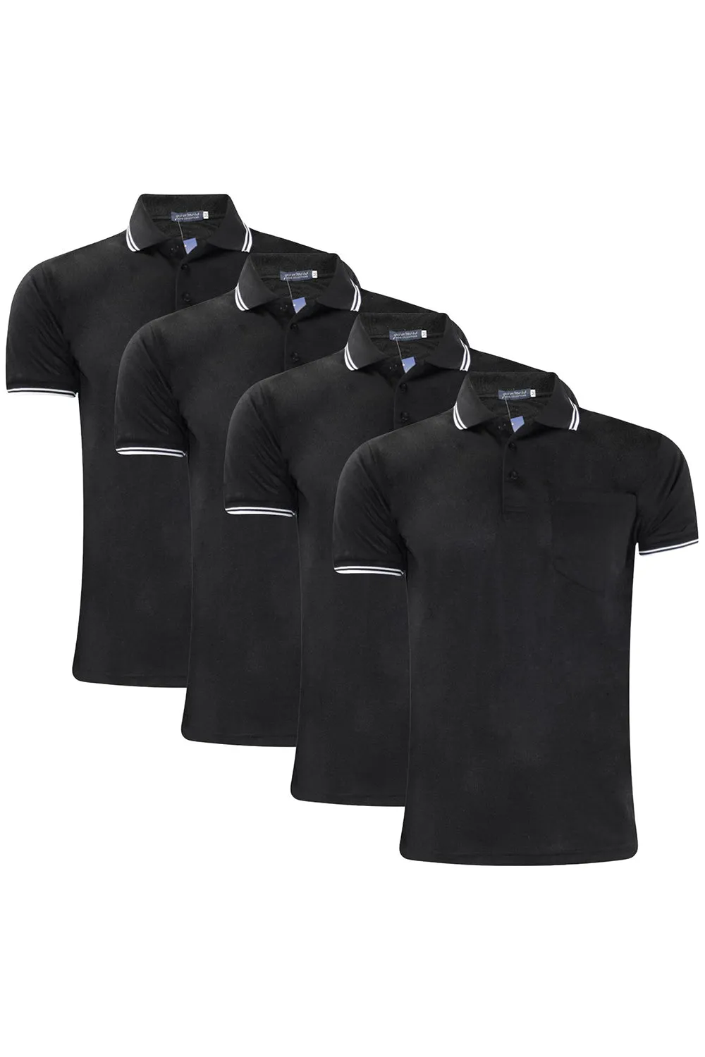 4 Pack Mens Plain Pique Tipping Collar T Shirts