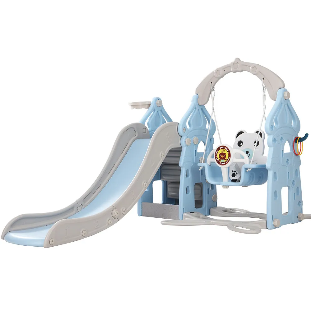 5-in-1 Kids Slide Swing Set with Basketball Hoop - Keezi