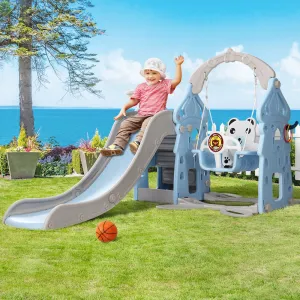 5-in-1 Kids Slide Swing Set with Basketball Hoop - Keezi