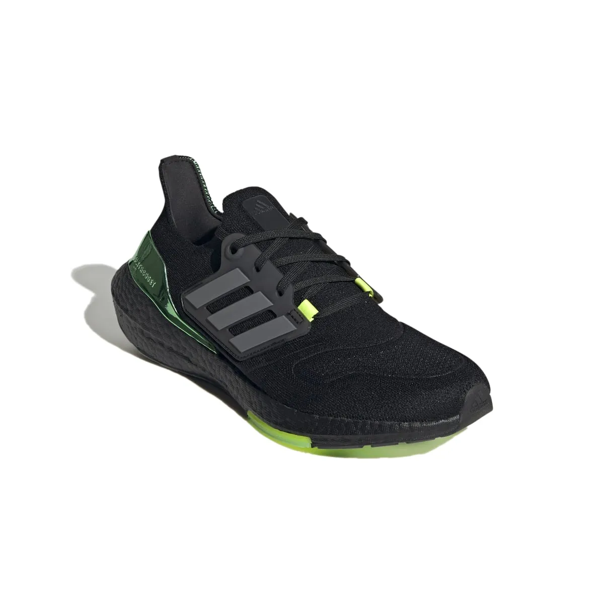 ADIDAS GX5917 ULTRABOOST 22 MN'S (Medium) Black/Metallic/Green Primeknit Running Shoes