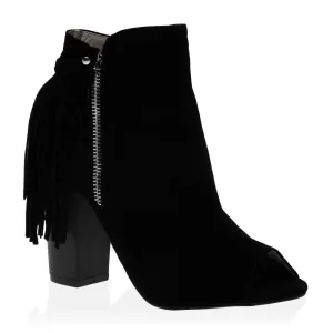 Amira Ankle Boots in Black Faux Suede