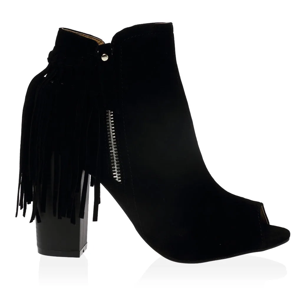 Amira Ankle Boots in Black Faux Suede