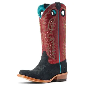 ARIAT WOMENS FUTURITY BOON WESTERN BOOTS | BLACK ROUGHOUT / CRIMSON