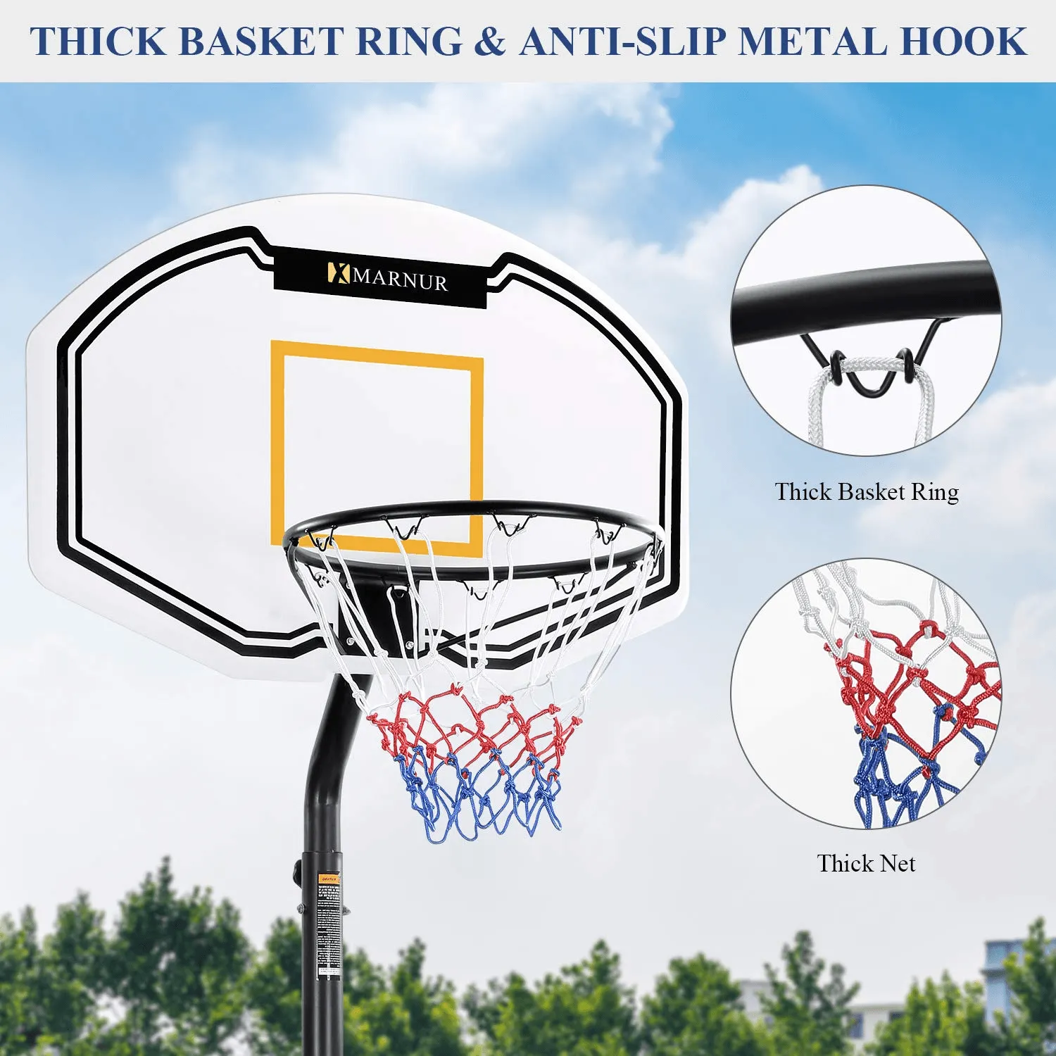 Basketball Hoop Portable Basketball Goal Basketball System 35"x23.6" Backboard with Adjustable Height and Removable Wheels Outdoor/Indoor for Kids/Youth/Teenagers