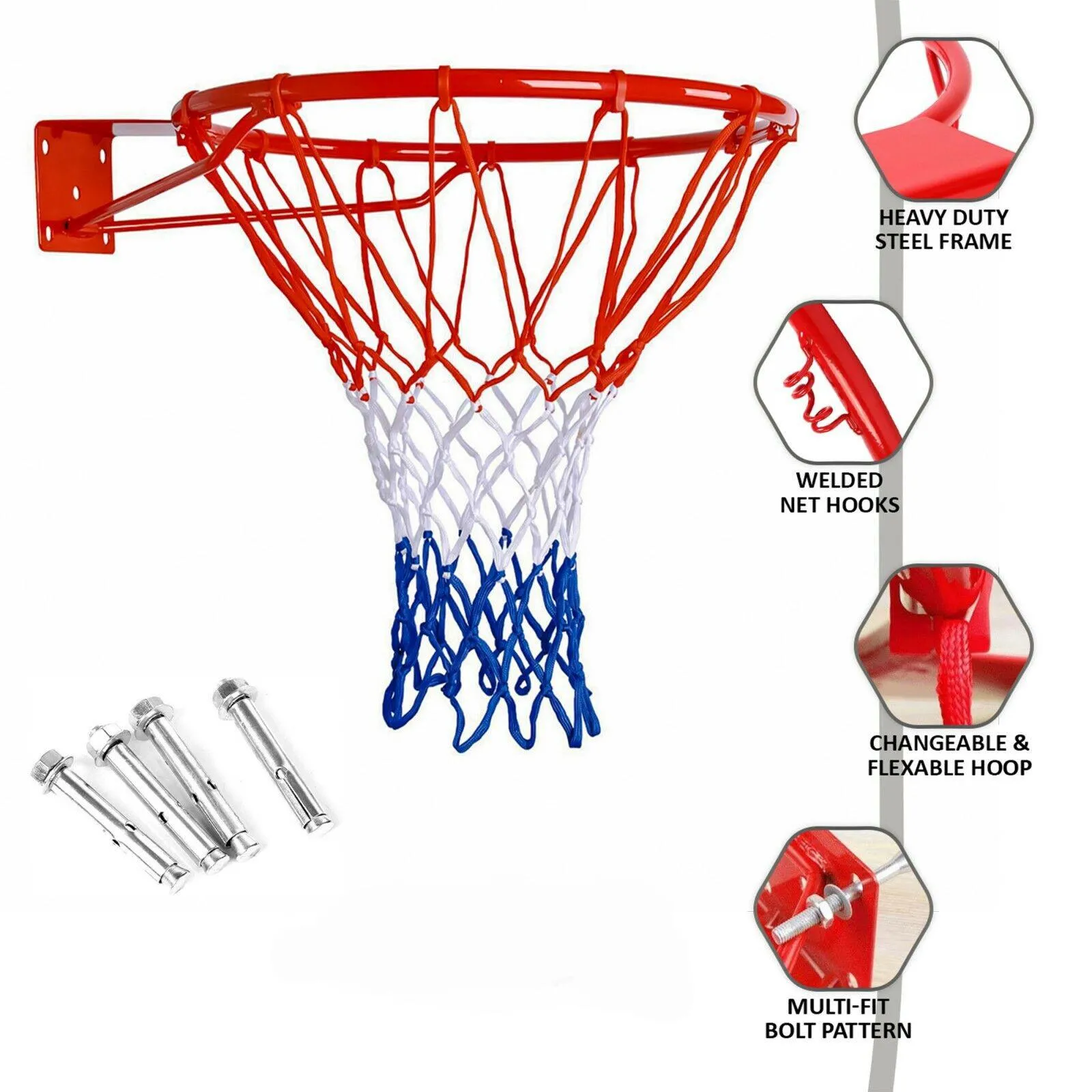 Basketball Hoop with Net - Wall-mounted