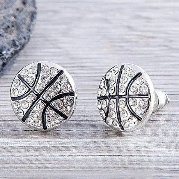 Basketball Rhinestone Stud Earrings