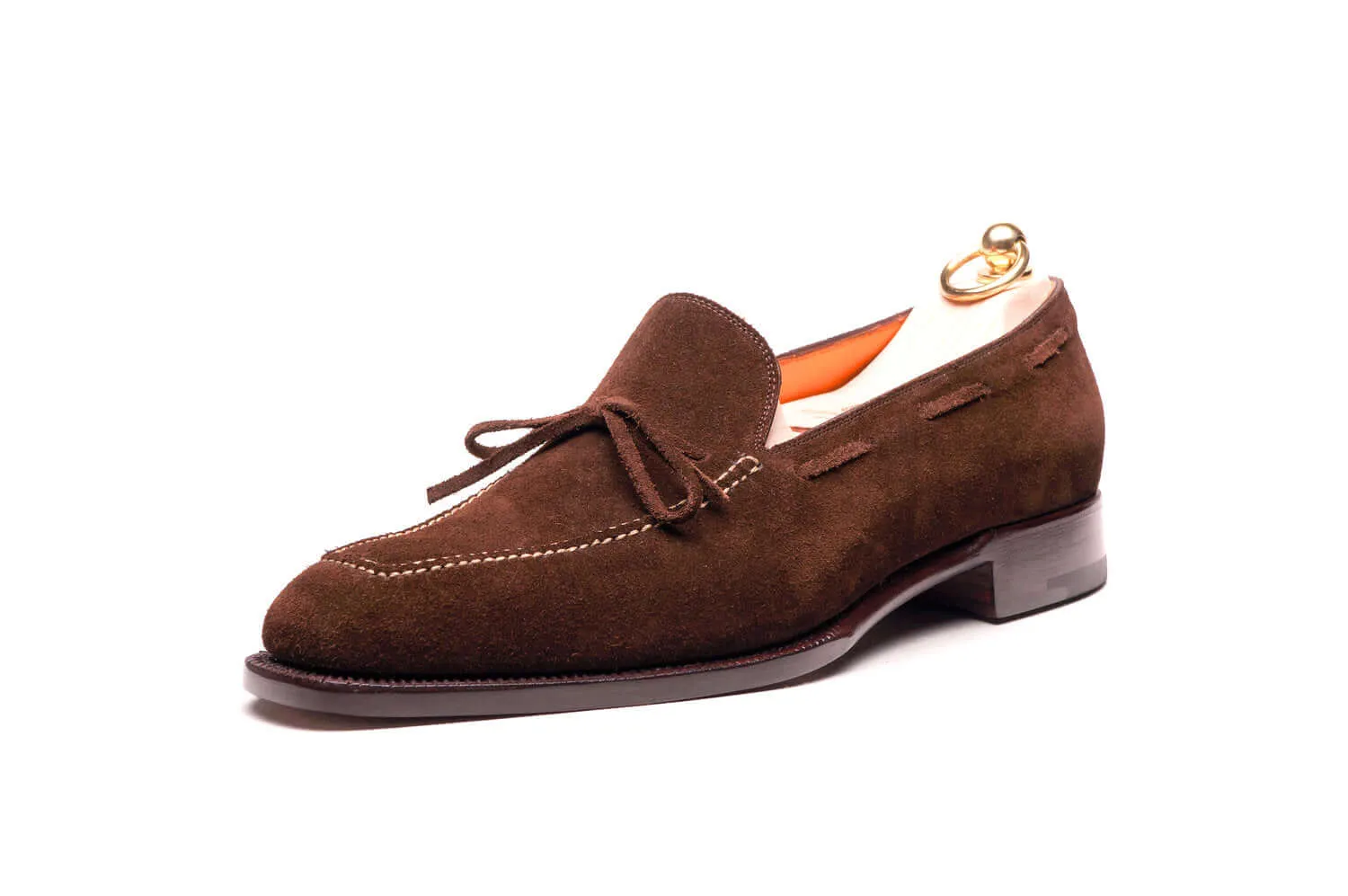 Bespoke Brown Suede Tussles Loafer Shoes for Men's