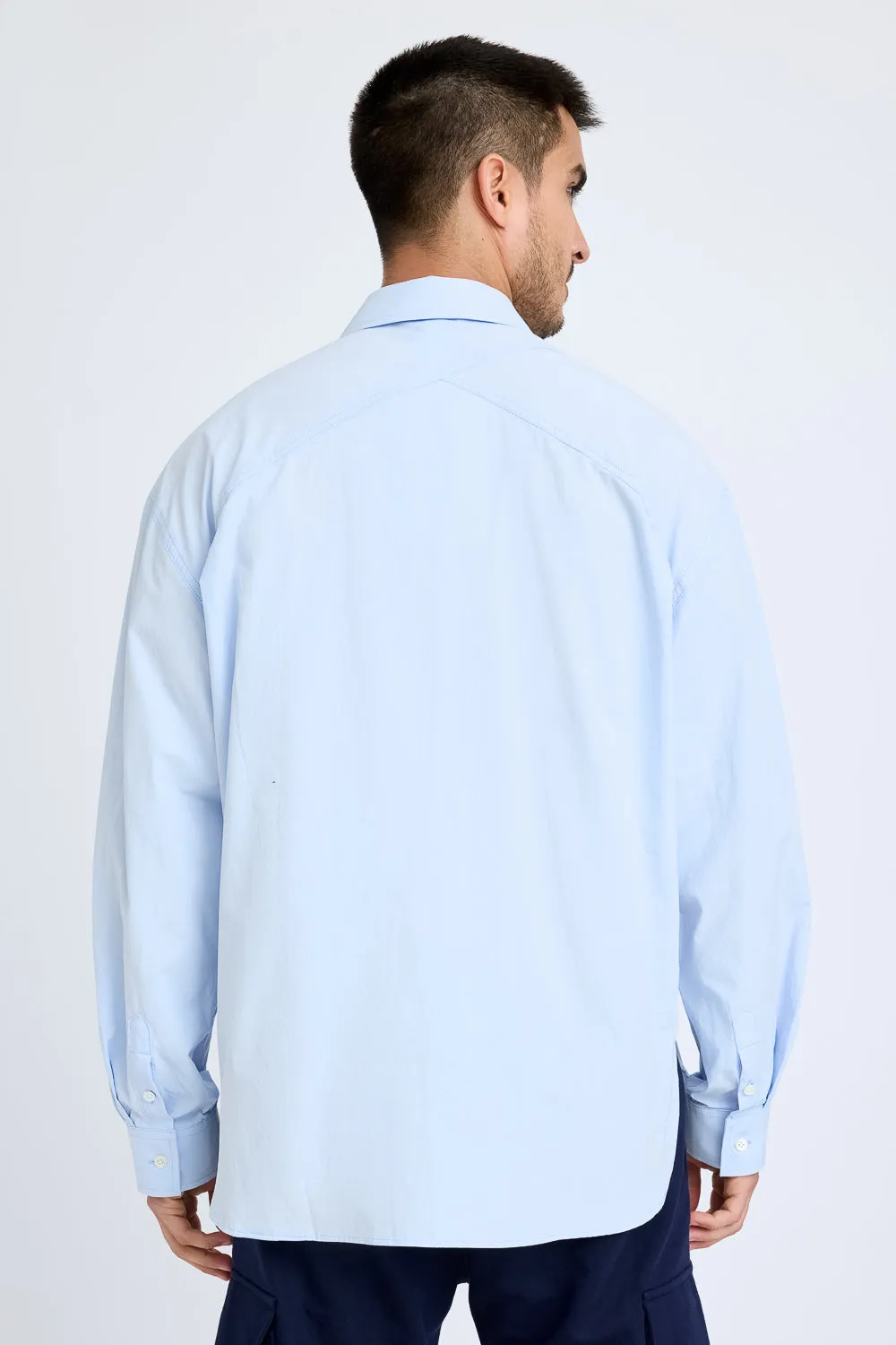 Blue Stiff-Collar Shirt