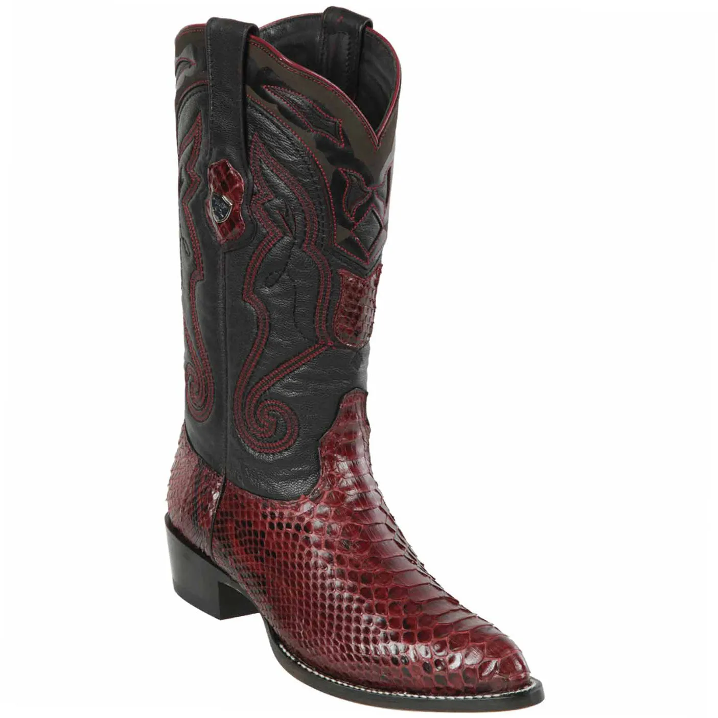 Burgundy Snakeskin Cowboy Boots J-Toe