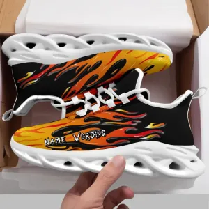 Business gifts ideas, custom company gifts Personalized Flame Sneakers, Custom Fire Skull Shoes, Halloween Shoes,MS-20230907