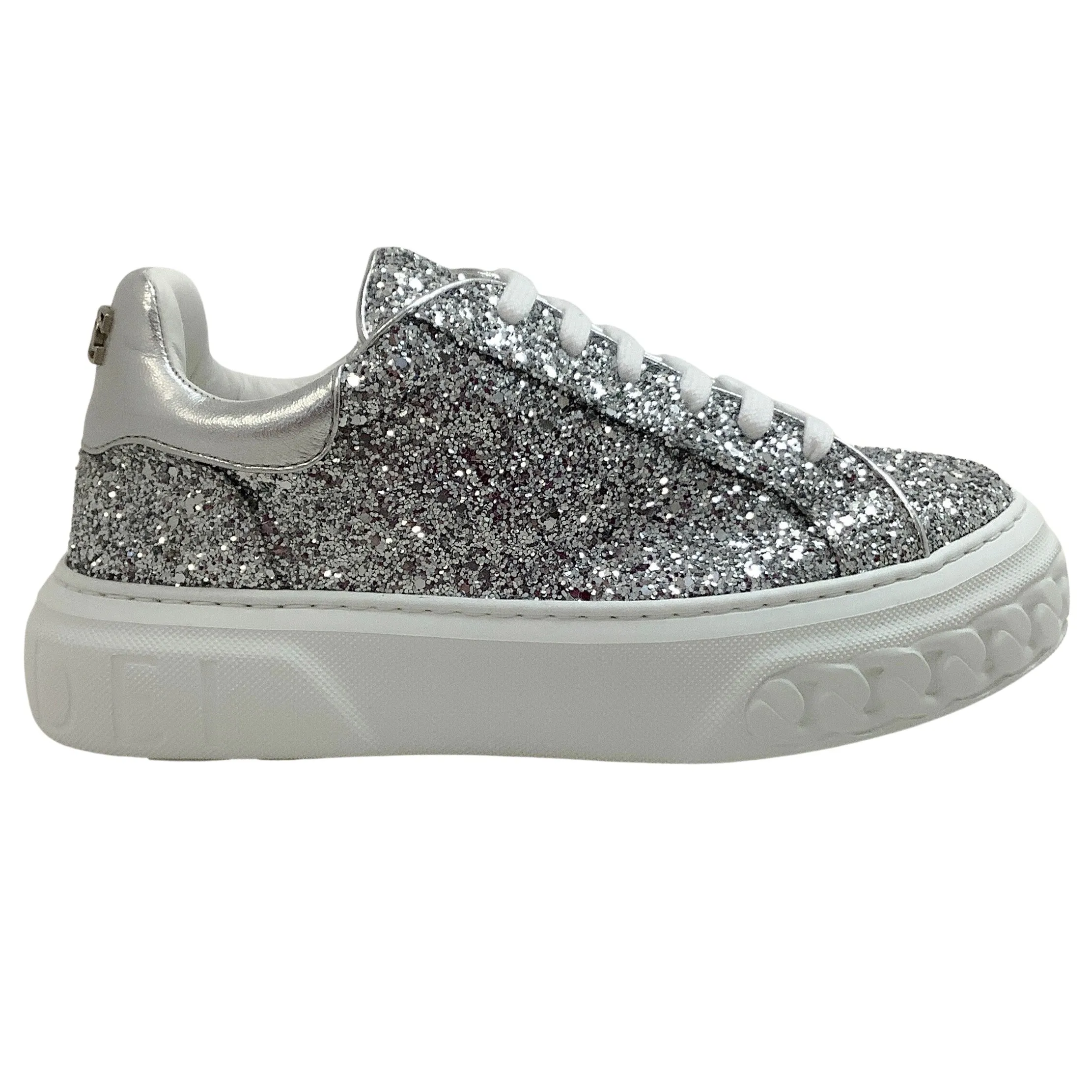 Casadei Silver Glitter Off Road Stargate Sneakers