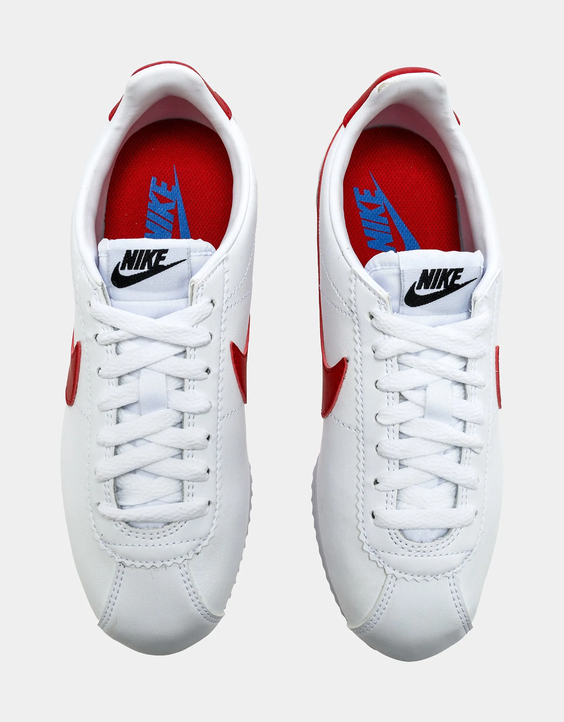 Classic Cortez Leather Low Womens Lifestyle Shoes (White/Red/Blue)