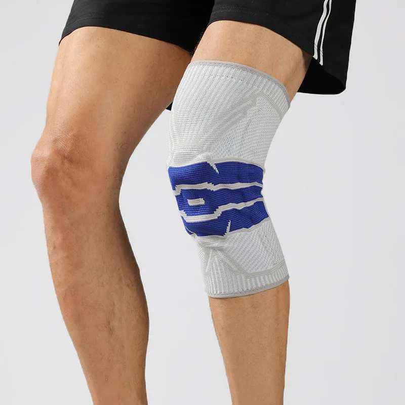 Compression Knee Sleeve with Patella Gel Pad and Stabilizing Spring for Protection