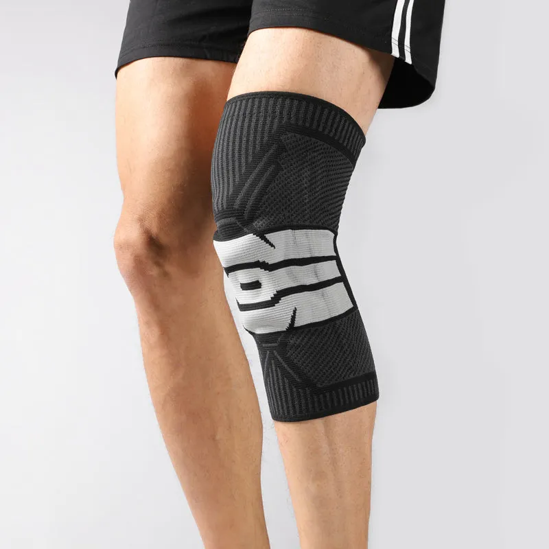 Compression Knee Sleeve with Patella Gel Pad and Stabilizing Spring for Protection