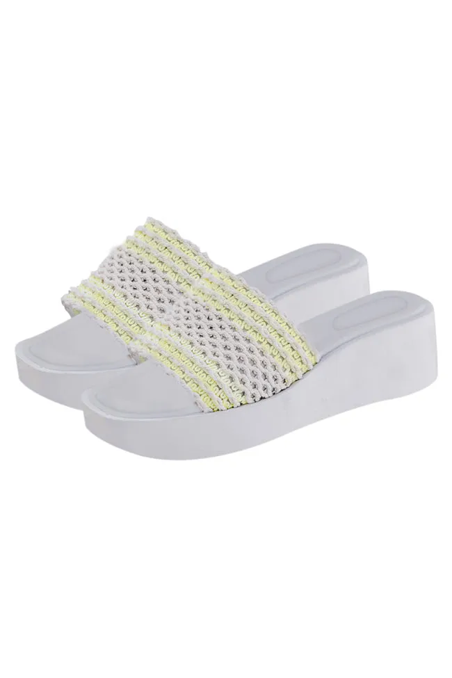 Cove White Crochet Platform Slide Sandals FINAL SALE