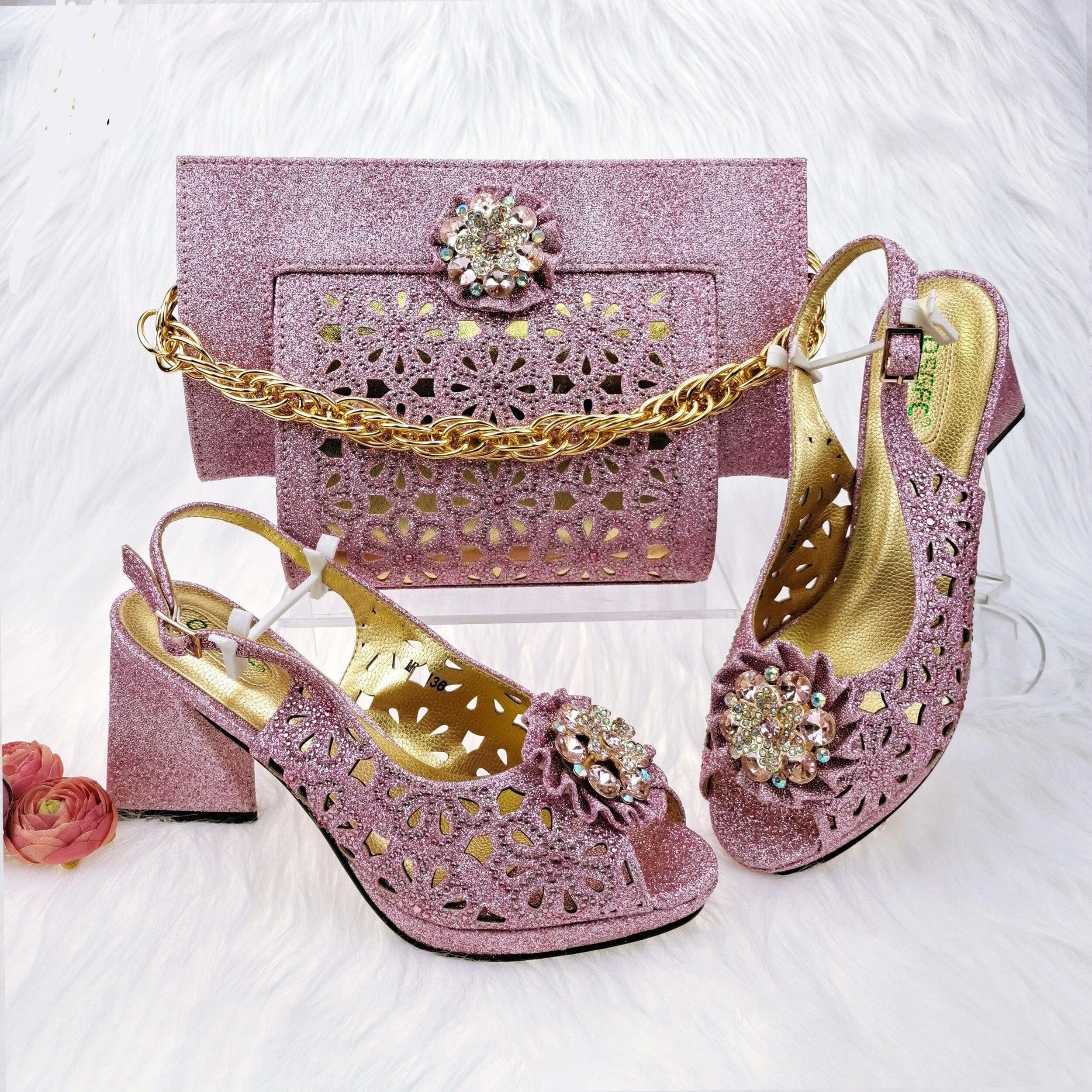 Cutout Decorated Shoes and Bags Set