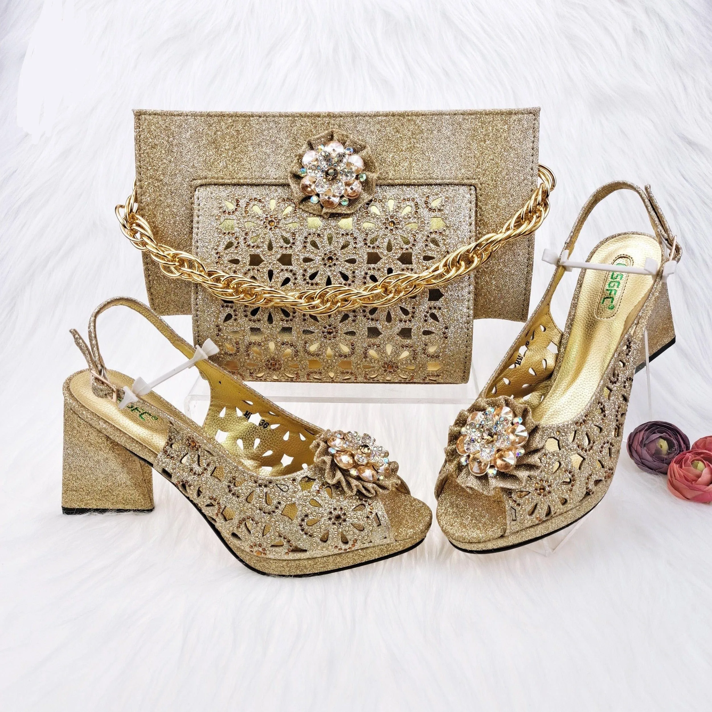 Cutout Decorated Shoes and Bags Set