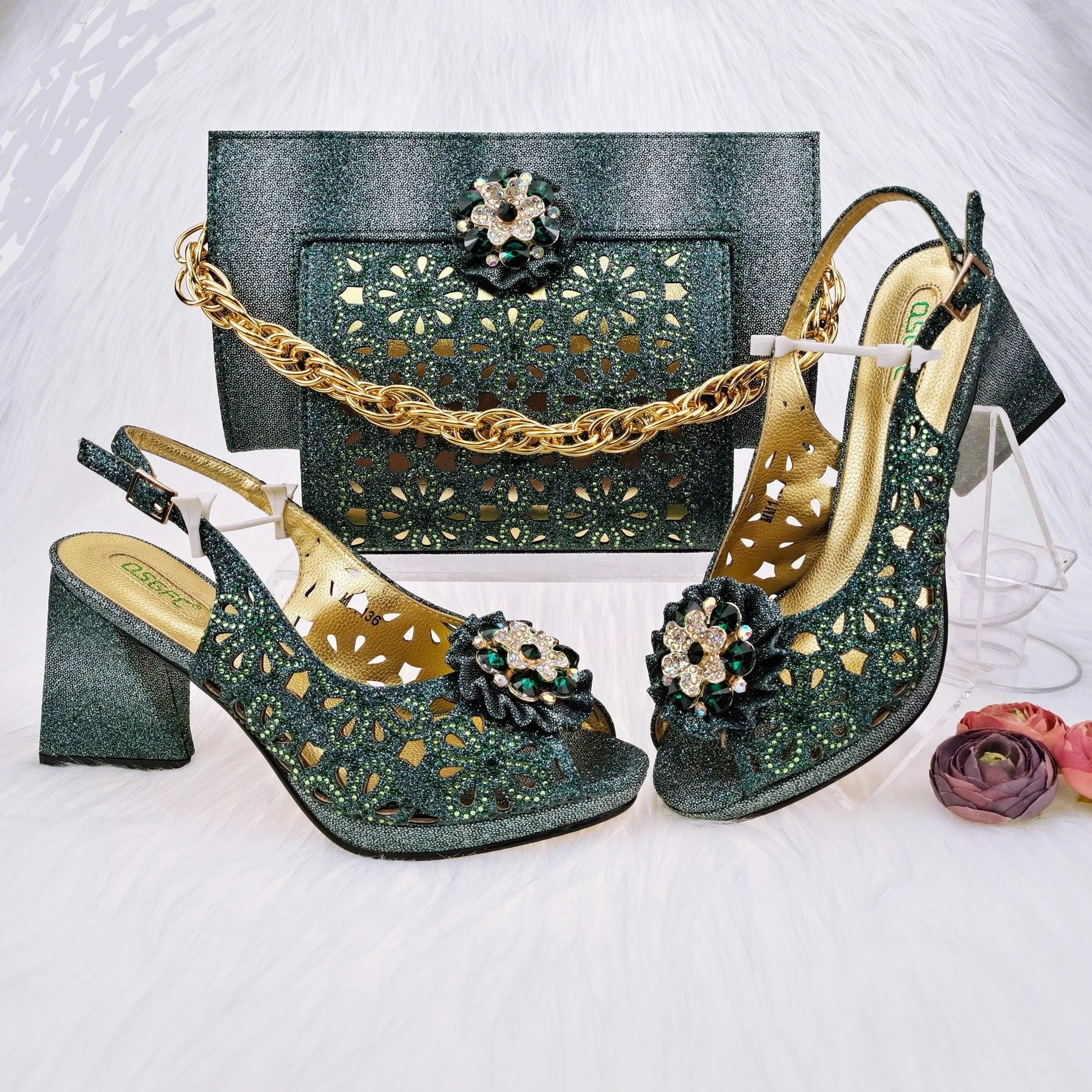 Cutout Decorated Shoes and Bags Set