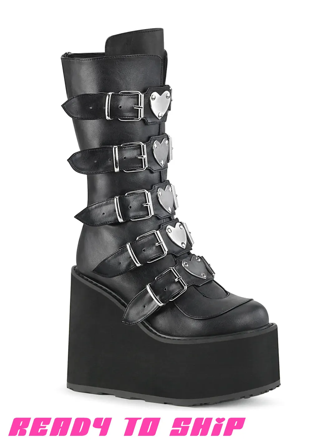 DEMONIA SWING 230 BOOTS - BLACK VEGAN LEATHER