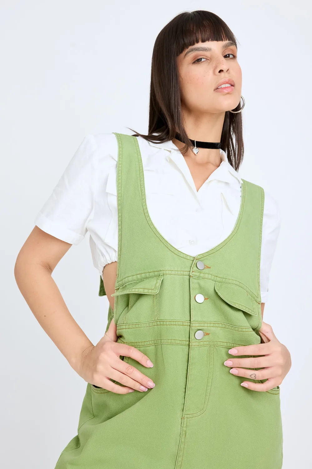 Denim Green Summer Dungaree