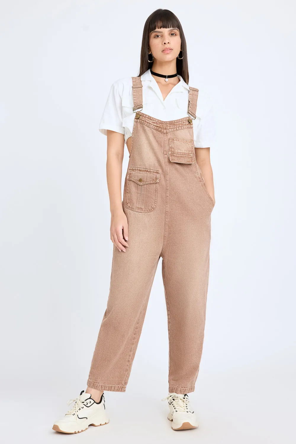 Denim Peach Summer Dungaree