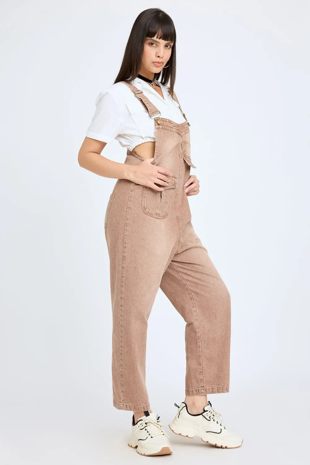 Denim Peach Summer Dungaree