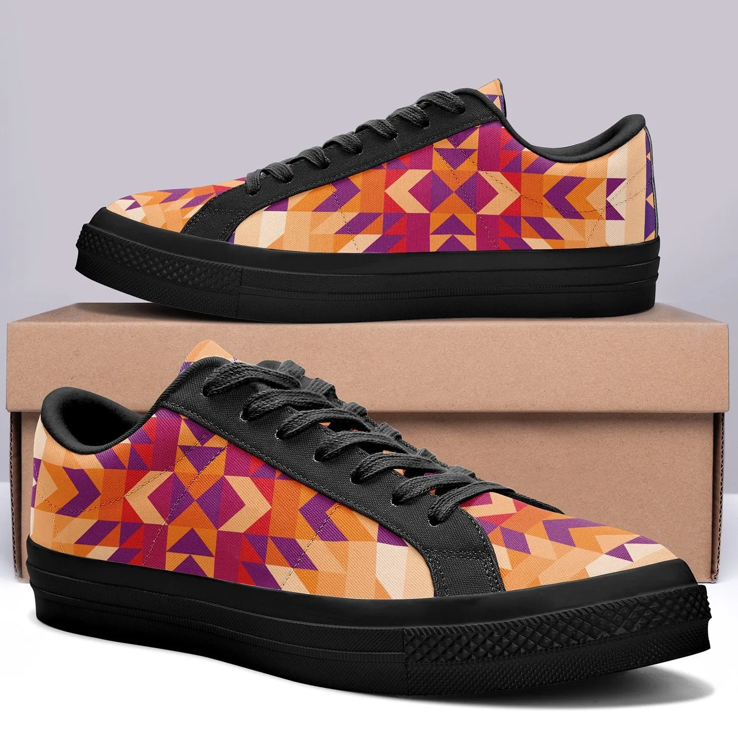 Desert Geo Aapisi Low Top Canvas Shoes Black Sole