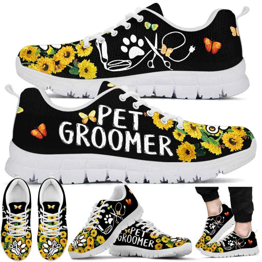 Dog Groomer Sneaker, Dog Groomer Sunflower Love Butterfly Sneakers Shoes, Best Running Shoes, Unique Gifts For Dog Lovers