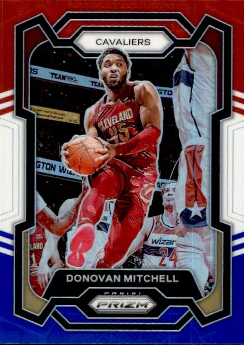 Donovan Mitchell, Red White Blue Prizm, 2023-24 Panini Prizm Basketball NBA