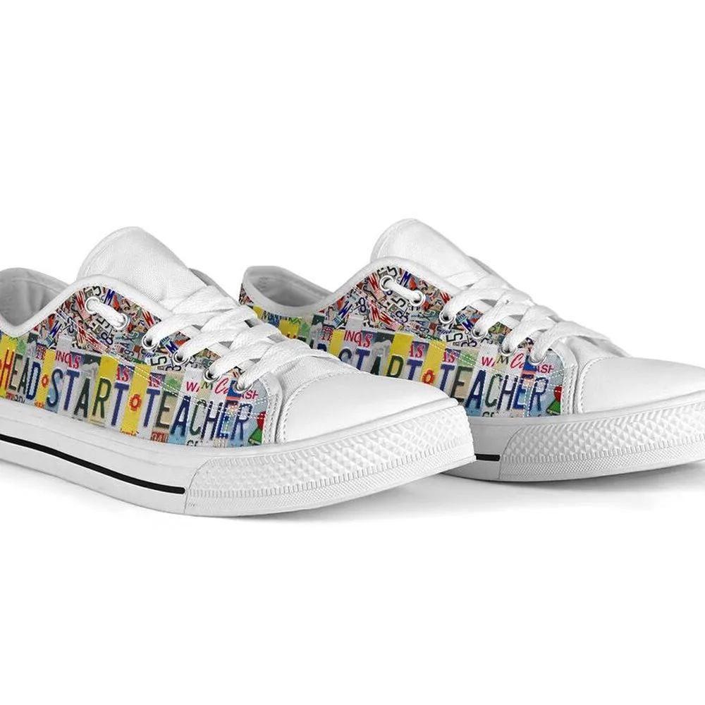 Early Head Start Teacher Inspire License Plates Low Top Shoes, Teacher Shoes, Low Top Sneakers