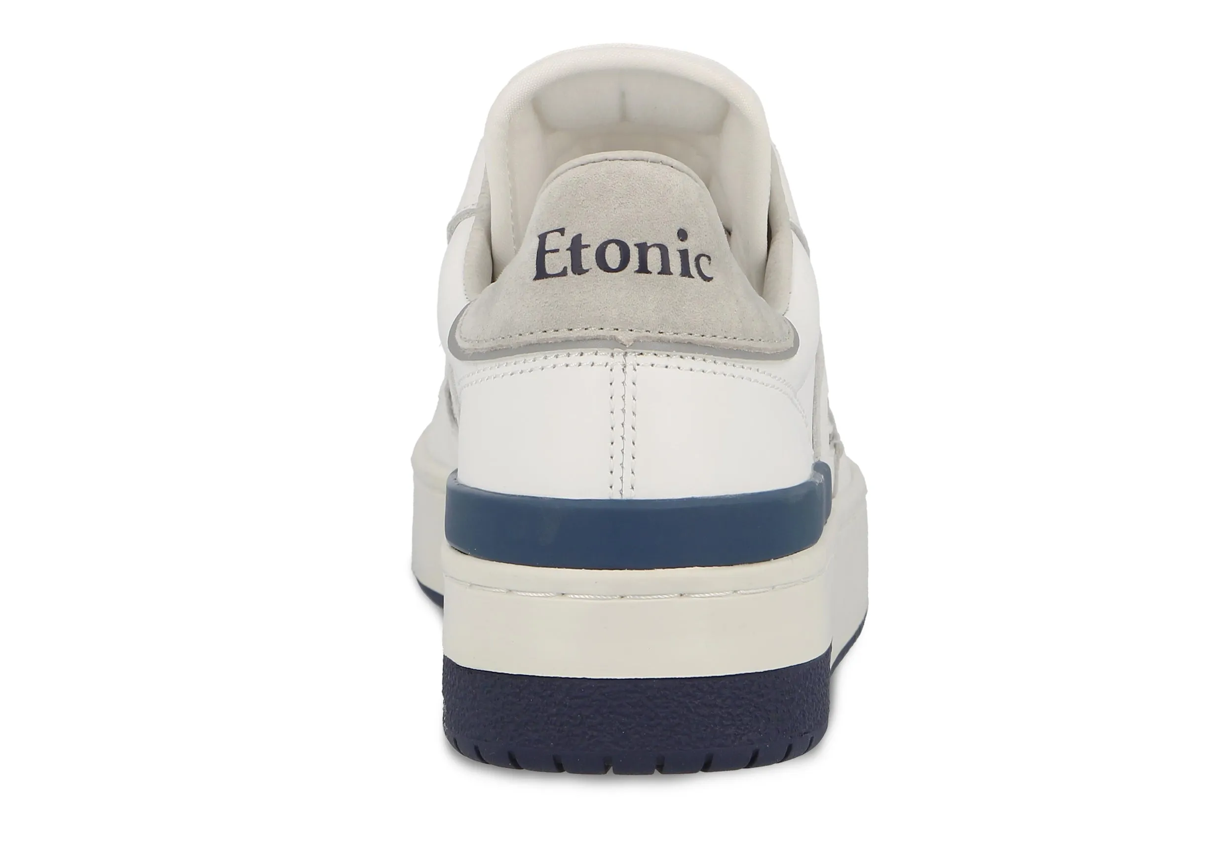 Etonic B481 sneakers in grey suede leather toebox, white leather and white midsole with blue bottom outsole.