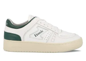 Etonic B509 sneakers in white leather with dark green details and beige outsole.